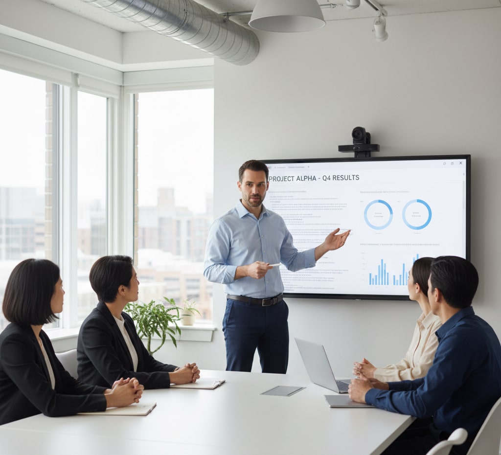 Software engineer explaining project achievements during resume building session