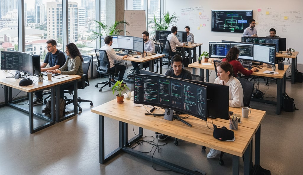 App developers and specialists collaborating on cloud native application practices