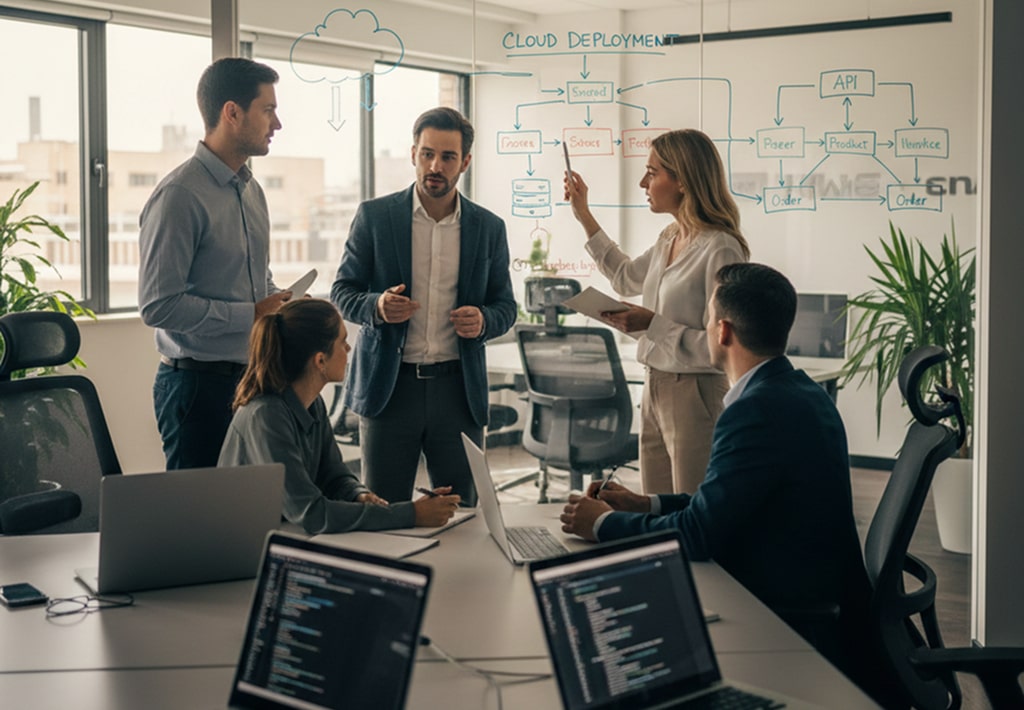 Team of developers executing a god-tier development roadmap