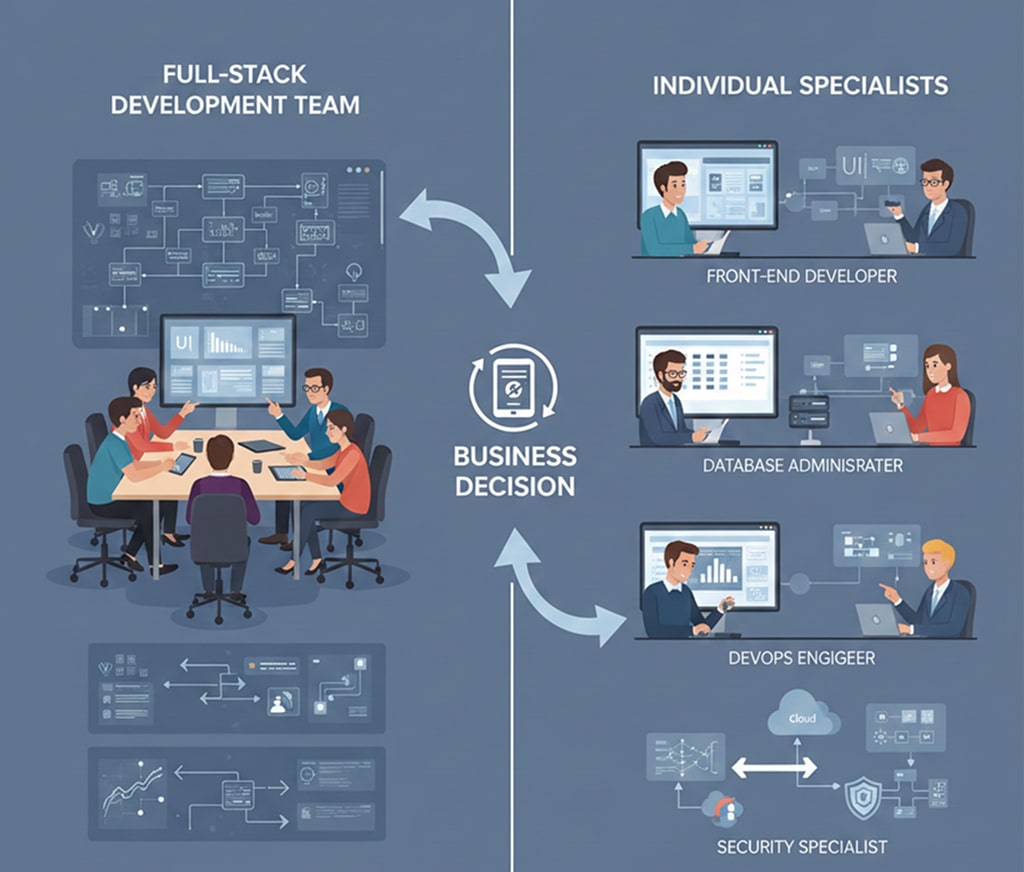 comparison between full stack development team and specialists