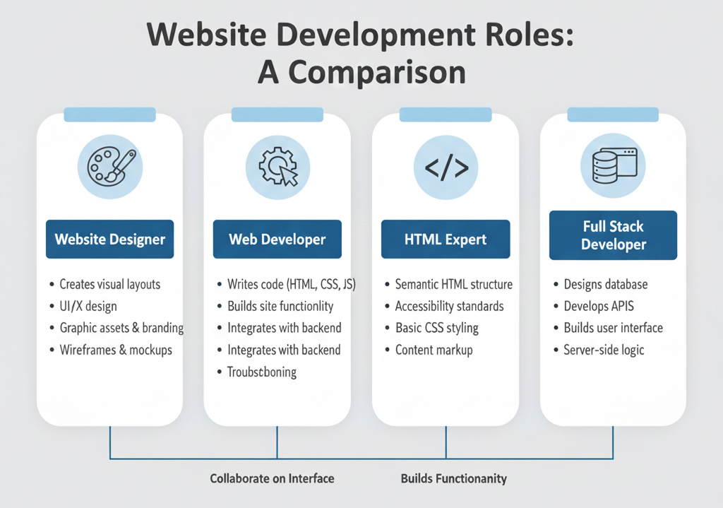 Website development roles comparison